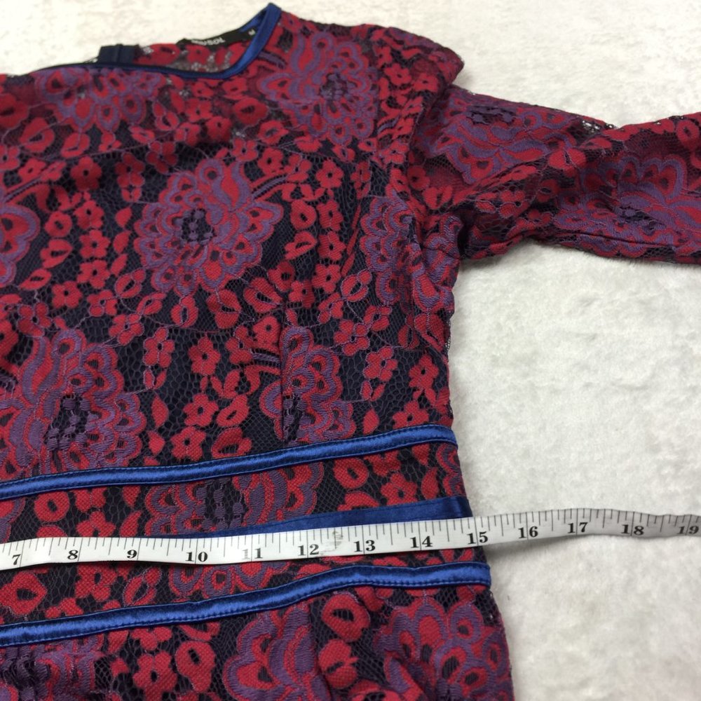 Miusol Fit & Flare Dress Size M Womans Red & Purple Lace Floral Half Sleeve - Picture 10 of 16